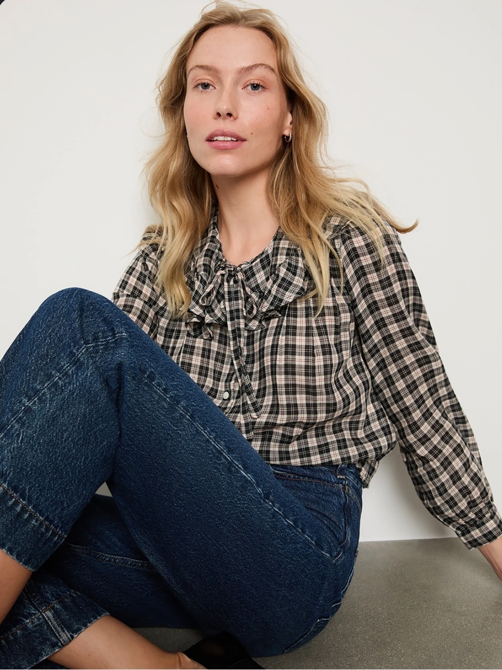 DÔEN Joelle top in Countryside Plaid size medium